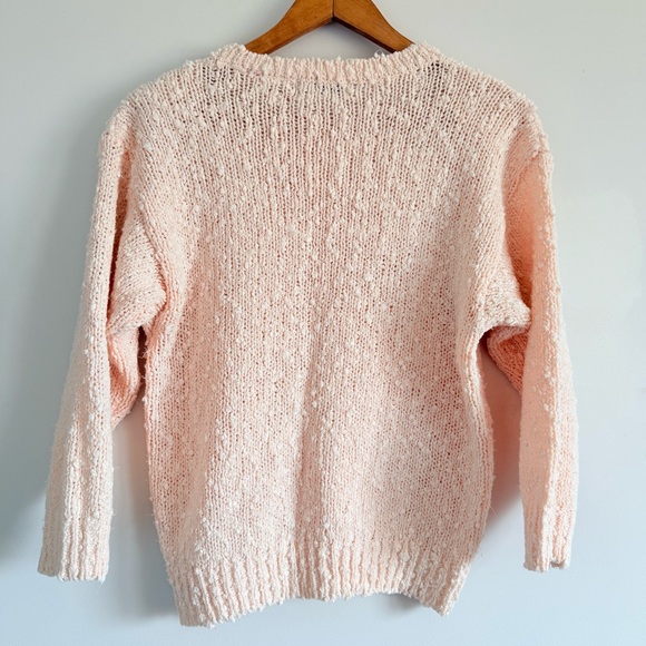 Women's Pale Pink Floral-Appliqué Crewneck Sweater - Picture 2 of 8